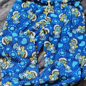 Blue Cartoon Print Pajama Pants